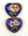 2 20x22mm Royal Blue Cloisonné Hearts