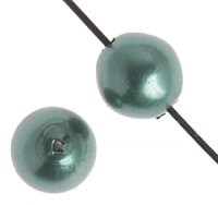 16 inch strand of 6mm Teal Round Glass Pearl Beads