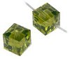 2 6mm Olivine Swarovski Cubes