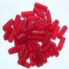 50 5x15mm Transparent Matte Red Glass Rectangle Beads