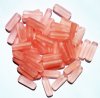 50 5x15mm Transparent Matte Rosaline Glass Rectangle Beads