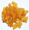 50 5x15mm Transparent Matte Topaz Glass Rectangle Beads