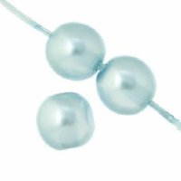 16 inch strand of 6mm Light Blue Round Glass Pearl Beads