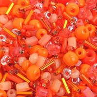 50 Grams Mixed Orange Seed & Bugle Beads