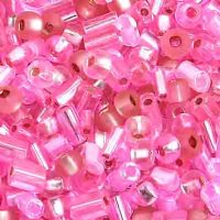 50 Grams Mixed Pink Seed & Bugle Beads