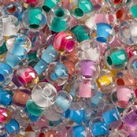 50g 2/0 Mixed Colorlined Crystal Seed Beads