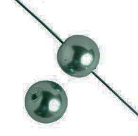 16 inch strand of 4mm Deep Emerald Round Glass Pearl Beads