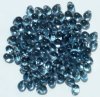 100 4x6mm Transparent Montana Blue Drop Beads