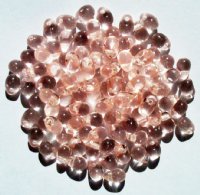 100 4x6mm Transparent Rosaline Drop Beads