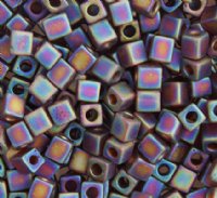 10 grams of 4x4mm Transparent Rainbow Frost Dark Amber Miyuki Cubes