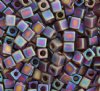 10 grams of 4x4mm Transparent Rainbow Frost Dark Amber Miyuki Cubes