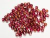 50 6mm Round Fuchsia Copper Half Coat Glass Beads