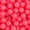 100 6mm Round Fluorescent Hot Pink Acrylic Beads