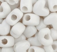 50, 12x10mm Opaque White Acrylic Heart Beads