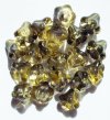 20 11mm Transparent Light Yellow & Montana Two Tone Bell Flower Beads