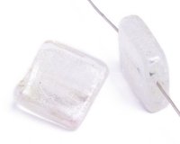 1 20x20x6mm Crystal with Foil Lampwork Flat Square