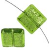 1 20x20x6mm Green with Foil Lampwork Flat Square