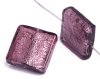 1 20x20x6mm Amethyst with Foil Lampwork Flat Square
