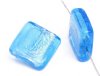 1 20x20x6mm Aqua with Foil Lampwork Flat Square