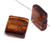 1 20x20x6mm Topaz with Foil Lampwork Flat Square