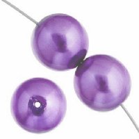 16 inch strand of 8mm Round Medium Violet Glass Pearl Beads
