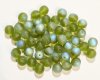 25 8mm Transparent Matte Olive AB Round Glass Beads
