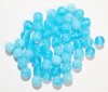 25 8mm Round Milky Aqua Opal Glass Beads