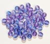 25, 8mm Transparent Coated Two Tone Fuchsia and Blue Round Glass Beads