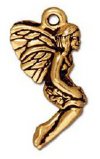1 21x10.5mm TierraCast Antique Gold Leaf Fairy Pendant