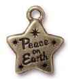 1 18.7x15mm TierraCast Brass Oxide Peace On Earth Star Pendant