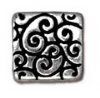 1 9.5x9.5mm TierraCast Flat Antique Silver Square Bead with Scroll Design