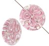 1 20x8mm Crystal with Pink Squiggle Lampwork Disk