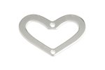 SS2771  1 Sterling 20x15mm Flat Heart with 2 Holes Connector