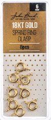 8, 18kt Gold Plated 6mm Spring Ring Clasps