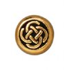 1 7x3mm TierraCast Flat Antique Gold Disk Bead with Celtic Knot Design