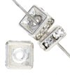 10 6mm Silver Squaredelles with Crystal Rhinestones