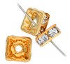 10 6mm Gold Squaredelles with Crystal Rhinestones