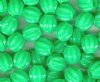 100 10x9mm Neon Green Ridged Acrylic Oval Beads