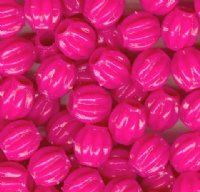 100 10x9mm Neon Pink Ridged Acrylic Oval Beads
