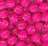 100 10x9mm Neon Pink Ridged Acrylic Oval Beads