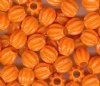 100 10x9mm Neon Orange Ridged Acrylic Oval Beads