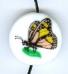 1 19mm White Acrylic Disk Bead with Butterfly