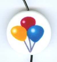 1 19mm White Acrylic Disk Beads with Balloons