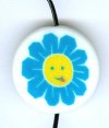 1 19mm White Acrylic Disk Bead with Daisy