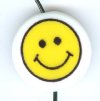 1 19mm White Acrylic Disk Bead with Happy Face