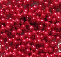 200 4mm Red Pearl Round Acrylic Beads