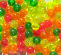 100 6mm Transparent Neon Mix Round Acrylic Beads