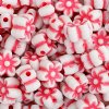 50 8mm Acrylic White and Pink Flower Beads