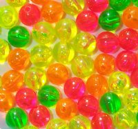 100 8mm Transparent Neon Mix Round Acrylic Beads