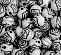 50 8mm Acrylic White and Black Rosebud Beads